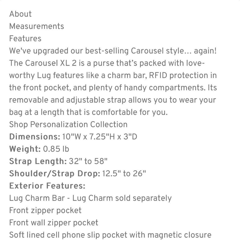 LUG~Wildflower Multi~Carousel XL 2~Crossbody, featuring a Charm Bar strap~NWT - Picture 16 of 16